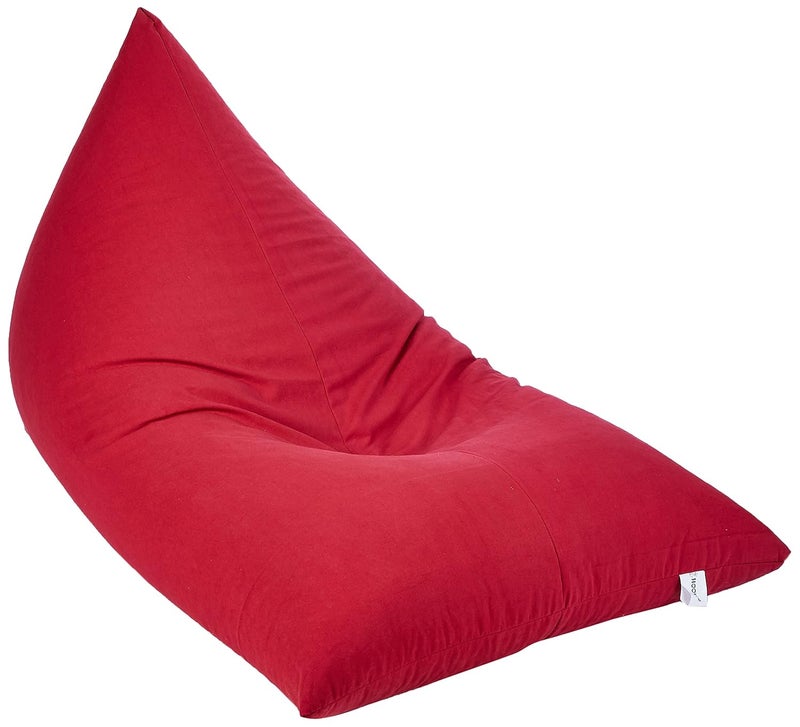 Hoopy Triangle Cotton Jumbo Bean Bag Cover Without Beans_Red - Image 1