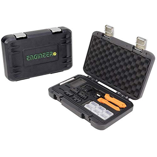 Engineer مجموعة أدوات الضغط المحمولة ENGINEER PAD-02 كاملة. صنع في اليابان: مجموعة ضغط عالمية دقيقة متعددة الاستخدامات مع 3 قوالب قابلة للتبديل. برتقالي - Image 1