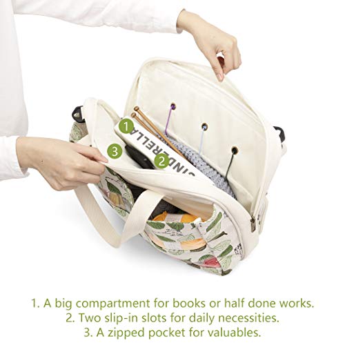 LAVIEVERT Knitting Tote Bag Yarn Storage Bag for Carrying Projects, Knitting Needles, Crochet Hooks and Other Accessories - Image 5