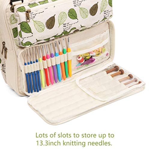 LAVIEVERT Knitting Tote Bag Yarn Storage Bag for Carrying Projects, Knitting Needles, Crochet Hooks and Other Accessories - Image 4