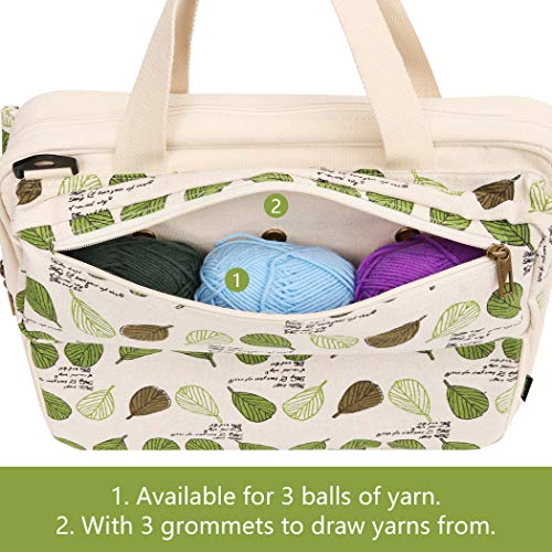 LAVIEVERT Knitting Tote Bag Yarn Storage Bag for Carrying Projects, Knitting Needles, Crochet Hooks and Other Accessories - Image 3