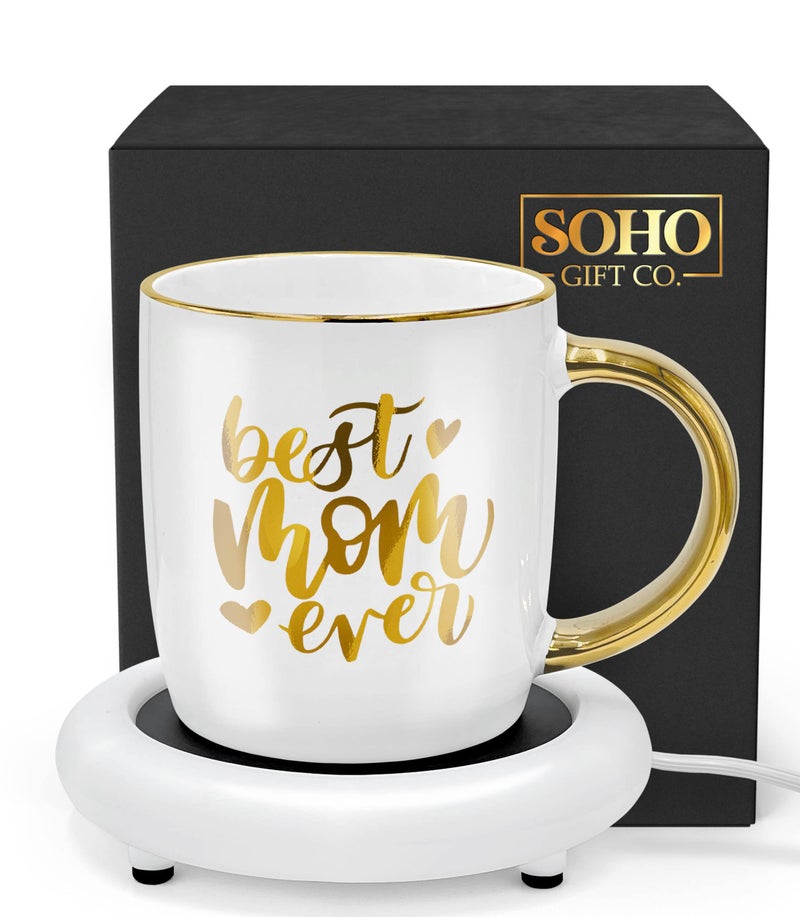 Gift for Mom from DaughterSon Coffee Lover Mug with Electric Heated Warmer  Unique Gift Idea for Mothers Day Birthday Christmas 12oz Best Mom Ever Gift Boxed