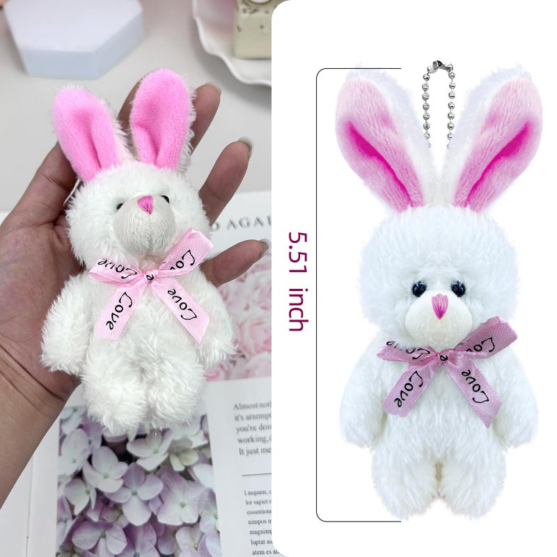 Topoloar 12 PCS Small White Stuffed Plush Bunny, 5 inch Cute Soft Mini Bunnies Bulk,Small Rabbit Keychain Plush for Easter Basket Filler , Baby Shower Decoration, Birthday Theme Party Favors, DIY Accessory - Image 2