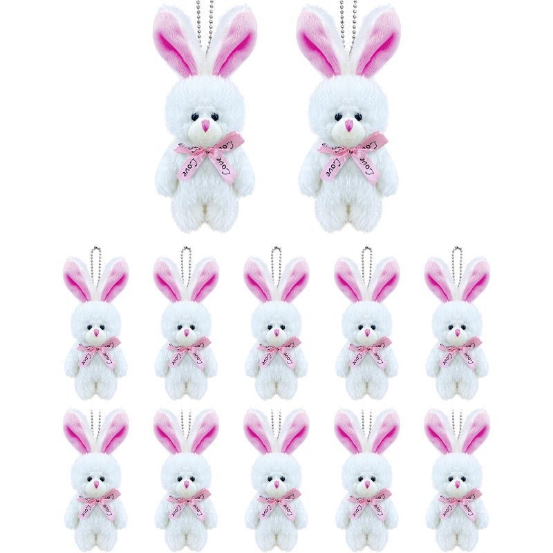 Topoloar 12 PCS Small White Stuffed Plush Bunny, 5 inch Cute Soft Mini Bunnies Bulk,Small Rabbit Keychain Plush for Easter Basket Filler , Baby Shower Decoration, Birthday Theme Party Favors, DIY Accessory - Image 1