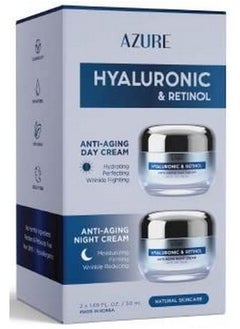 Hyaluronic Acid & Retinol Day/Night Cream Value Set Rejuvenating Anti Aging & Hydrating Face Moisturizer Reduces Wrinkles & Evens Dark Spots Vegan Skin Care Made In Korea 2X1.69Fl.Oz By Azure