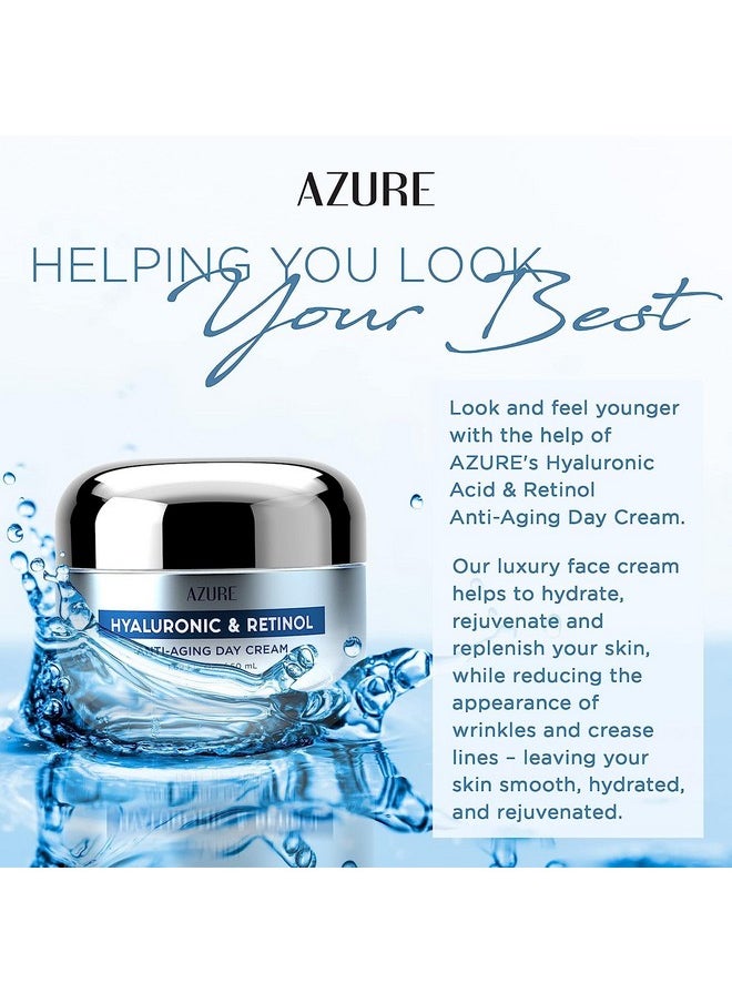 Azure Cosmetics - Hyaluronic Acid & Retinol Day/Night Cream Value Set Rejuvenating Anti Aging & Hydrating Face Moisturizer Reduces Wrinkles & Evens Dark Spots Vegan Skin Care Made In Korea 2X1.69Fl.Oz By Azure - Image 1