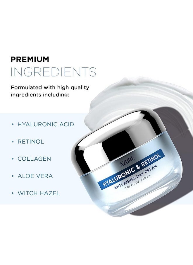 Azure Cosmetics - Hyaluronic Acid & Retinol Day/Night Cream Value Set Rejuvenating Anti Aging & Hydrating Face Moisturizer Reduces Wrinkles & Evens Dark Spots Vegan Skin Care Made In Korea 2X1.69Fl.Oz By Azure - Image 1