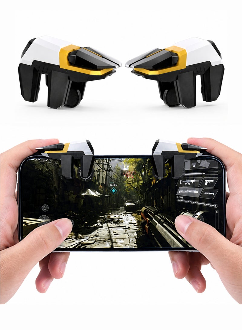 وحدة تحكم ألعاب الهاتف المحمول CH-003 بستة أصابع للعبة PUBG، أزرار L1 وR1، متوافقة مع أجهزة أندرويد وآيفون (زوج) - Image 1