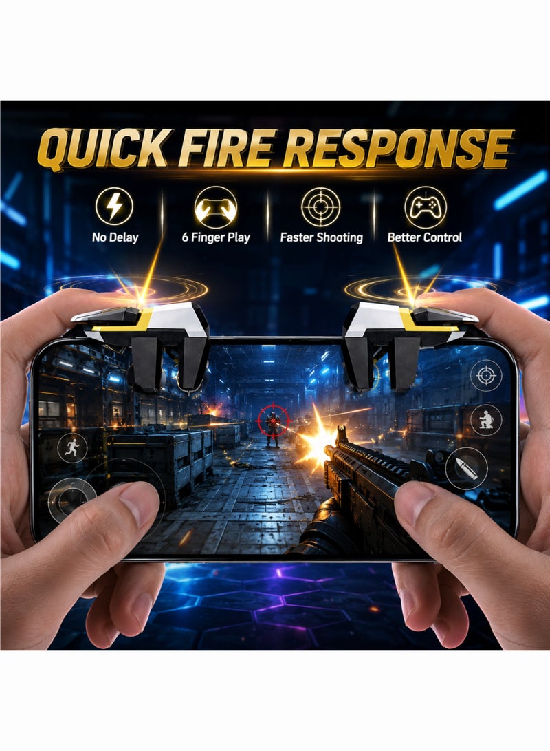 وحدة تحكم ألعاب الهاتف المحمول CH-003 بستة أصابع للعبة PUBG، أزرار L1 وR1، متوافقة مع أجهزة أندرويد وآيفون (زوج) - Image 2
