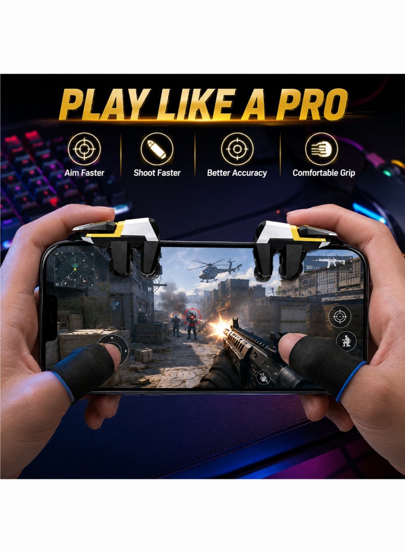 وحدة تحكم ألعاب الهاتف المحمول CH-003 بستة أصابع للعبة PUBG، أزرار L1 وR1، متوافقة مع أجهزة أندرويد وآيفون (زوج) - Image 4
