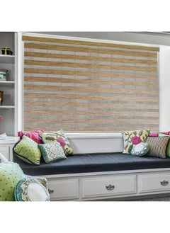 Zebra Blinds Zebra Blind for Windows Dual Layer Zebra Roller Shades Light Filtering Sheer Window Treatments Privacy Light Control for Day and Night, Color Beige, W96XH160CM  - Image 1