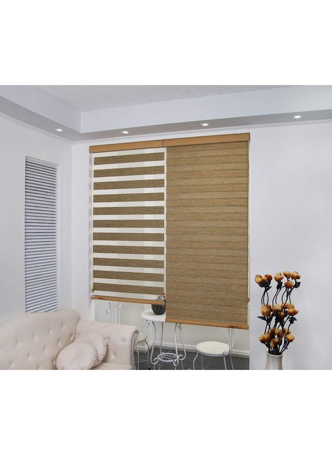 Zebra Blinds - Zebra Blind for Windows Dual Layer Zebra Roller Shades Light Filtering Sheer Window Treatments Privacy Light Control for Day and Night, Color Beige, W96XH160CM - Image 1