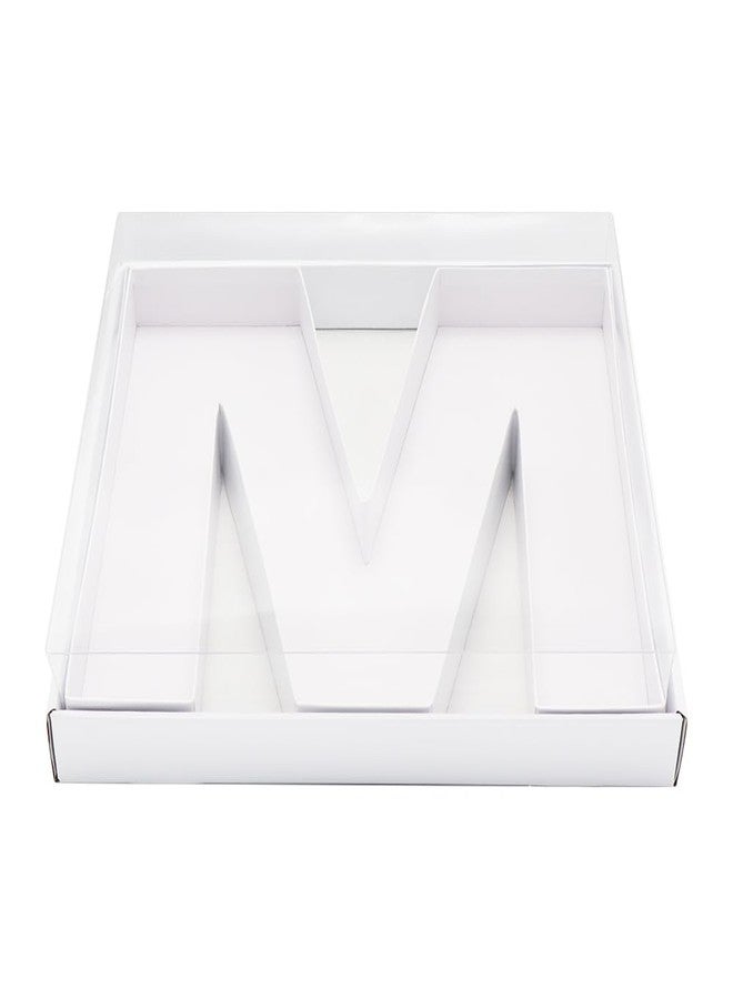 WENPACK 12.5" Cardboard Letter Shaped Mache Charcuterie Strawberries Fillable Sweets Decorative Box with Clear Lid (White, M) - Image 1