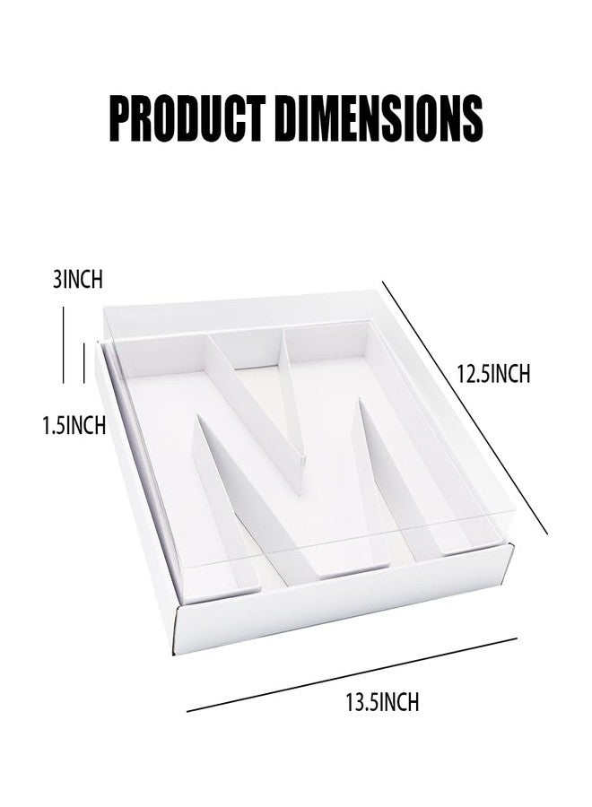 WENPACK 12.5" Cardboard Letter Shaped Mache Charcuterie Strawberries Fillable Sweets Decorative Box with Clear Lid (White, M) - Image 2