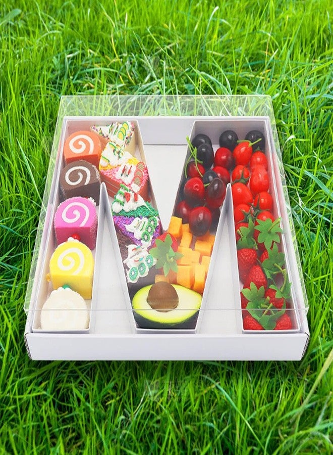 WENPACK 12.5" Cardboard Letter Shaped Mache Charcuterie Strawberries Fillable Sweets Decorative Box with Clear Lid (White, M) - Image 3
