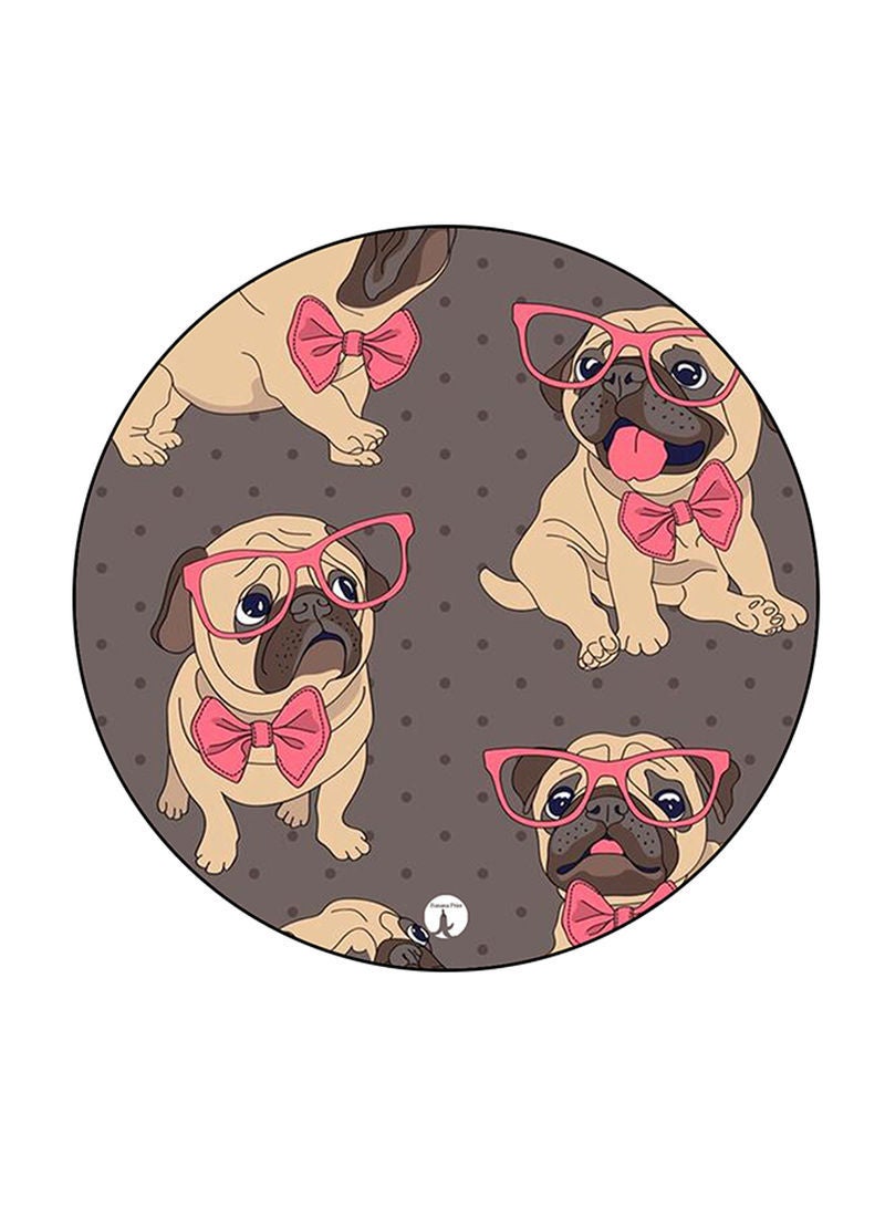 RKN Dogs Printed Mouse Pad Round  Multicolour