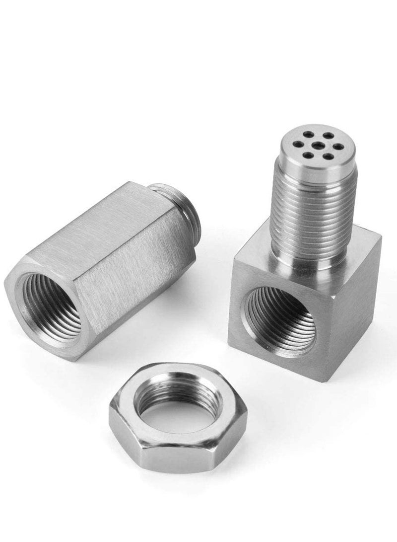 Loquat O2 Oxygen Sensor Spacer 90 Degree Stainless Oxygen Sensor Spacer Connector Adapter Right-Angle Connector Adapter Screw Connector Plug Fitting M18 x 1.5 Accessory Plug 45mm - Image 2