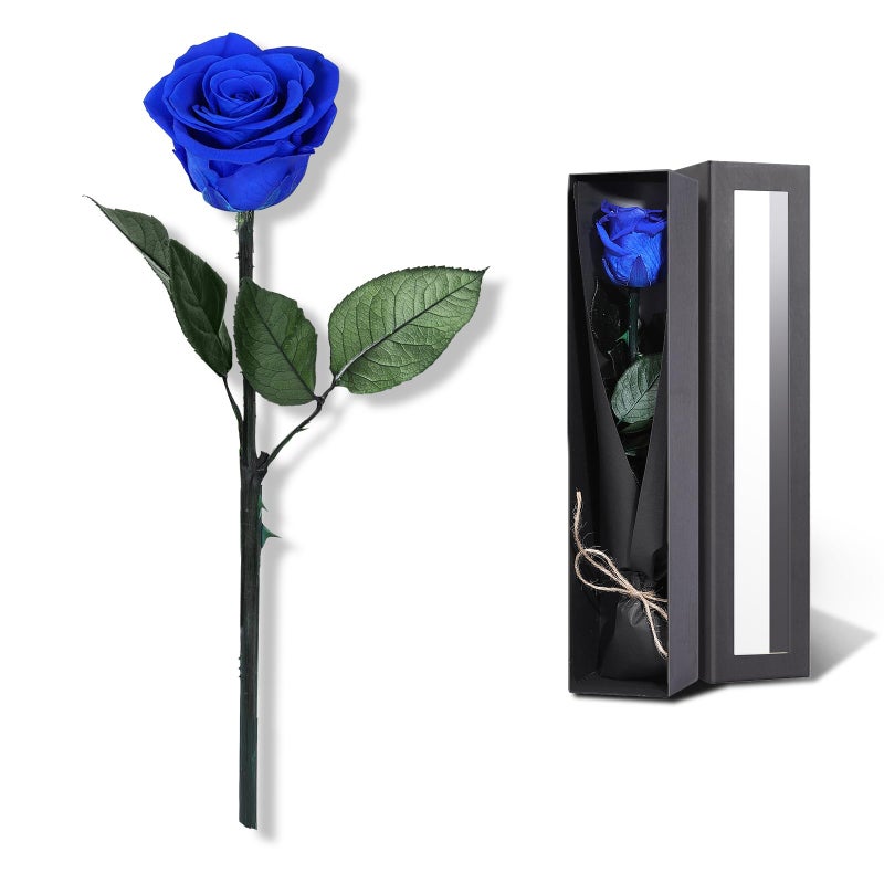 Blue Flowers for Delivery Prime Preserved Blue Roses Flower Gifts for Women Real Roses Single Rose Gifts for Her Mom Birthday Gifts from Daughter Valentines Flowers