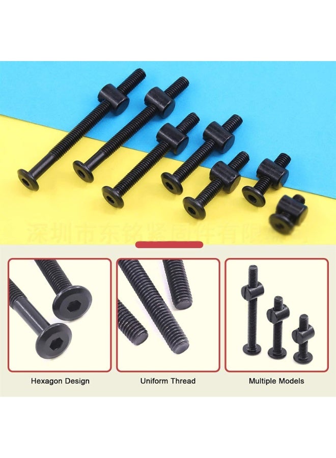 140PCS M6 x 15/25/35/45/55/65/75mm Crib Screws Hardware Replacement Kit, Black Hexagon Socket Head Bolt Barrel Nut Assortment Set, For Furniture Cribs, 1 Hexagon Socket Wrench and Plast  - Image 4