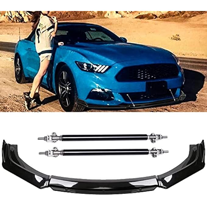 DREAMIZER Black Front Bumper Lip Splitters + Strut Rods Compatible With I-nfiniti Q50 Q60 Q70 G25 G37 - Image 1