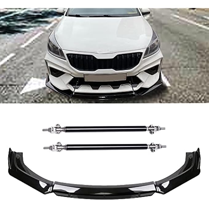 DREAMIZER Black Front Bumper Lip Splitters + Strut Rods Compatible With I-nfiniti Q50 Q60 Q70 G25 G37 - Image 2