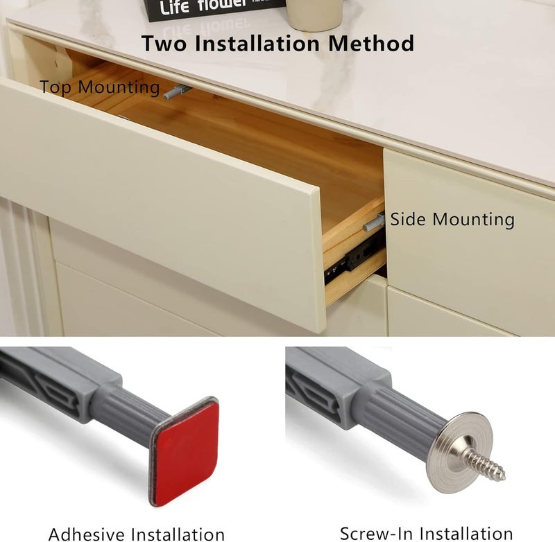 Redunest Push to Open Door Latch, 5 Pack Magnetic Push Latches,Adhesive Heavy Duty Touch Latch Hardware for Push to Open, Magnetic Door Catch for Cabinet Drawer Wardrobe Kitchen Door - Image 3