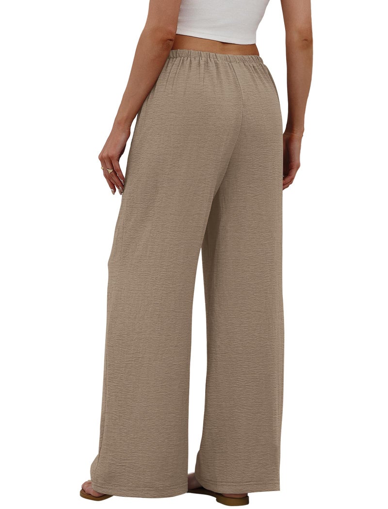Sampeel Dress Pants for Women Business Casual Outfits Work Office Linen Pants Summer Outfits Plus Size Clothes Spring Beach Vacation Fashion Clothing Khaki L - Image 5