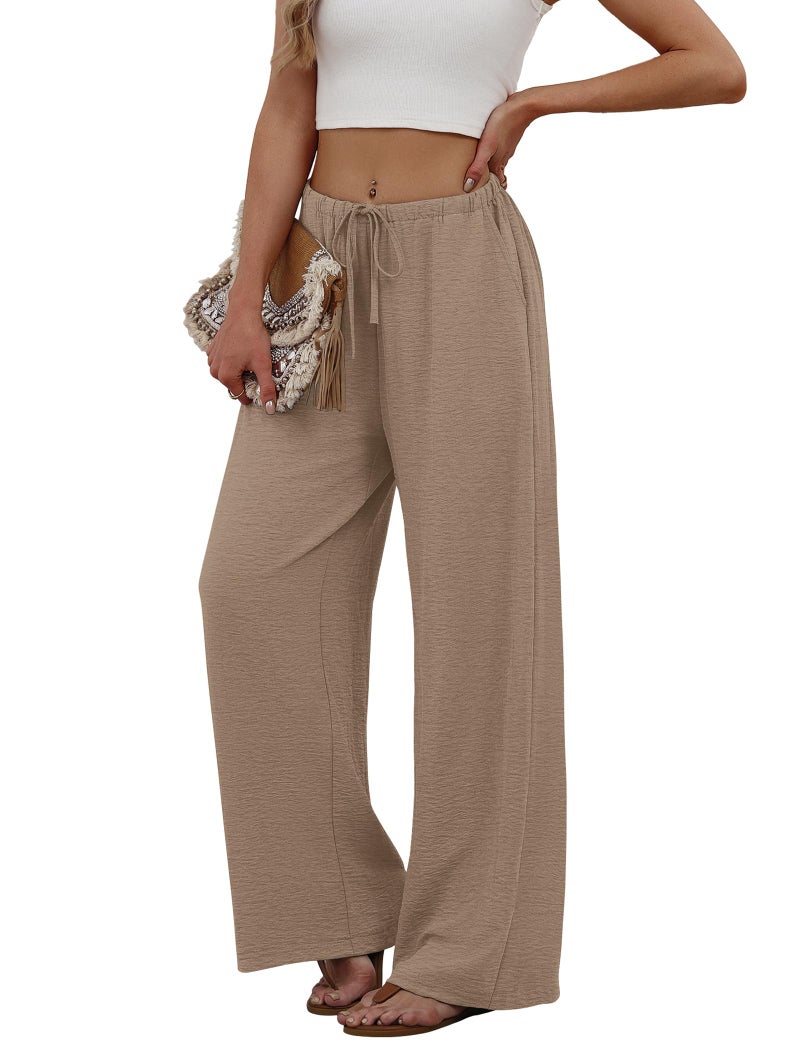 Sampeel Dress Pants for Women Business Casual Outfits Work Office Linen Pants Summer Outfits Plus Size Clothes Spring Beach Vacation Fashion Clothing Khaki L - Image 4