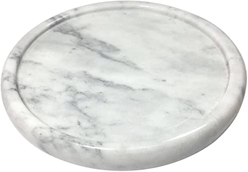 Natural Marble Tray Circular Marble Stone Decorative Tray for CounterJewelry VanityWhite Round Small Tray 512 Diameter White