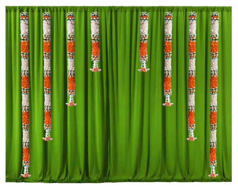 Tia Crafts Handmade Decorative Backdrops Garland for Home Curtain Decoration | for Ganpati, Diwali Decor, Navratri Durga Puja Decoration - Set of 8 (Orange) - Image 2