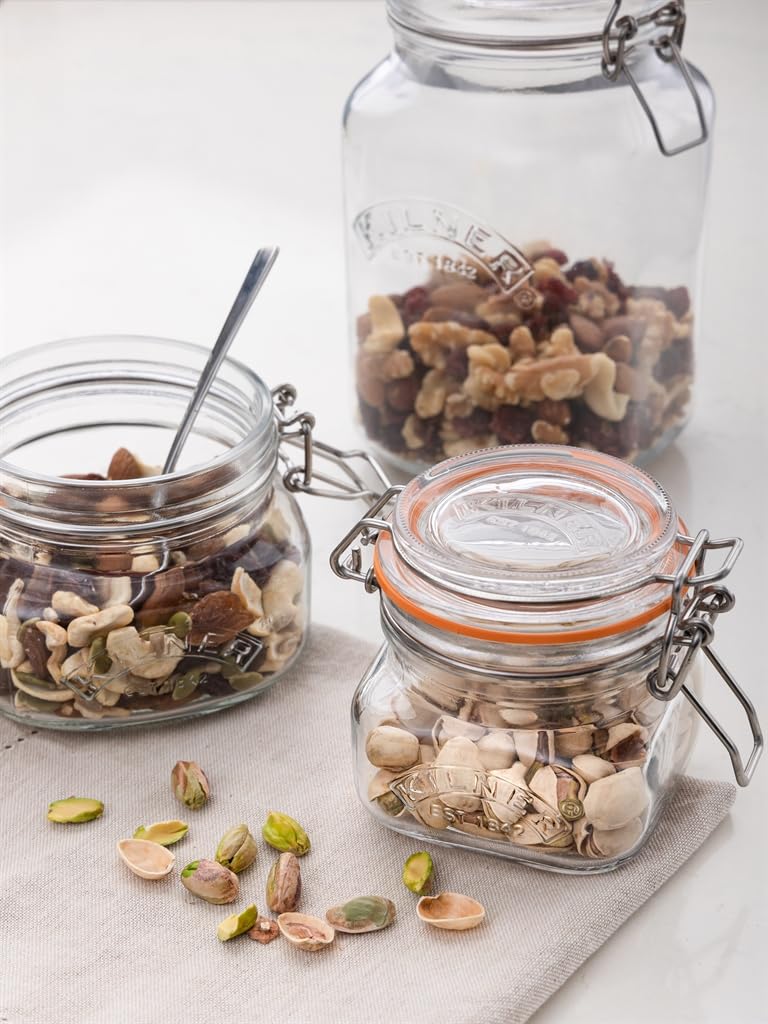 Kilner Premium 250ml Airtight Leakproof Square Glass Jar with Clip Top Lid or Spices, Sauces, Chutneys, Baby Food, Honey, Ghee | Kitchen Storage Reusable BPA Free Glass Container - Image 2