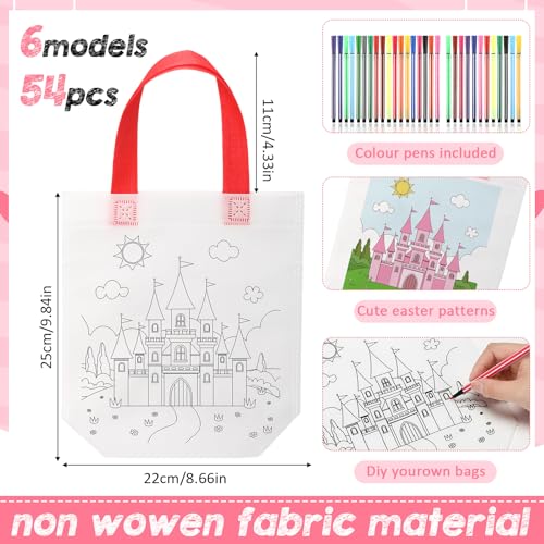 Vincreem 54 Pcs Coloring Goodie Bags with 60 Pcs Colorful Markers Non Woven Color Your Own Reusable Party Favor Bags for Christmas Classroom DIY Crafts Supplies 6 Styles - Image 5