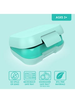 بنتجو Bentgo Kids Snack - حاوية بينتو بوكس مقاومة للتسرب مكونة من حجرتين للوجبات الخفيفة والوجبات الصغيرة، سهلة الفتح، آمنة للاستخدام في غسالة الأطباق، خالية من مادة BPA للمدرسة ودور الحضانة والأنشطة الرياضية - مثالية للأعمار من 3 سنوات فما فوق (أزرق مائي)  - Image 3