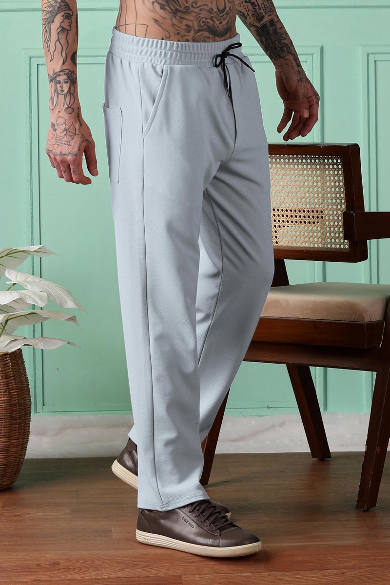 SWADESI STUFF Men Mid-Rise Straight Fit Track Pants for Men | Stretchable Gym Wear Joggers | Casual Sports Track Pant with Pockets & Drawstring (in, Alpha, S, Standard, Light Grey) - Image 3
