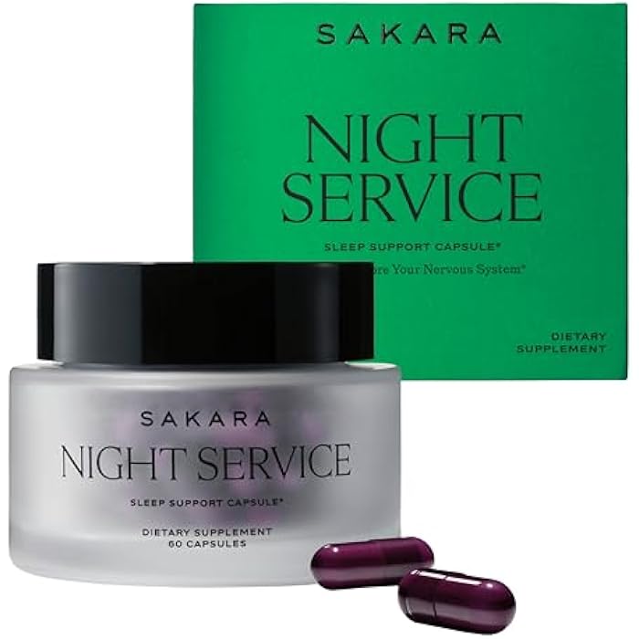 SAKARA Night Service Sleep Support – Natural Assistance for Better Sleep with Magnesium Glycinate, NordicCherry™ & 5-HTP for Calming, Deep Sleep – Supports A Full Sleep Cycle – 60 Capsules - Image 1