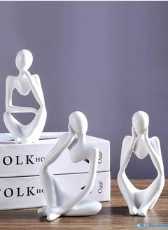 Generic Collectible Abstract Concrete Thinking Person Sculpture Art Figurine for Desk, Bookshelf, Home Decoration, Set of 3  - Image 2