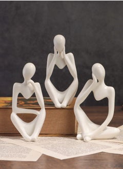 Generic Collectible Abstract Concrete Thinking Person Sculpture Art Figurine for Desk, Bookshelf, Home Decoration, Set of 3  - Image 1