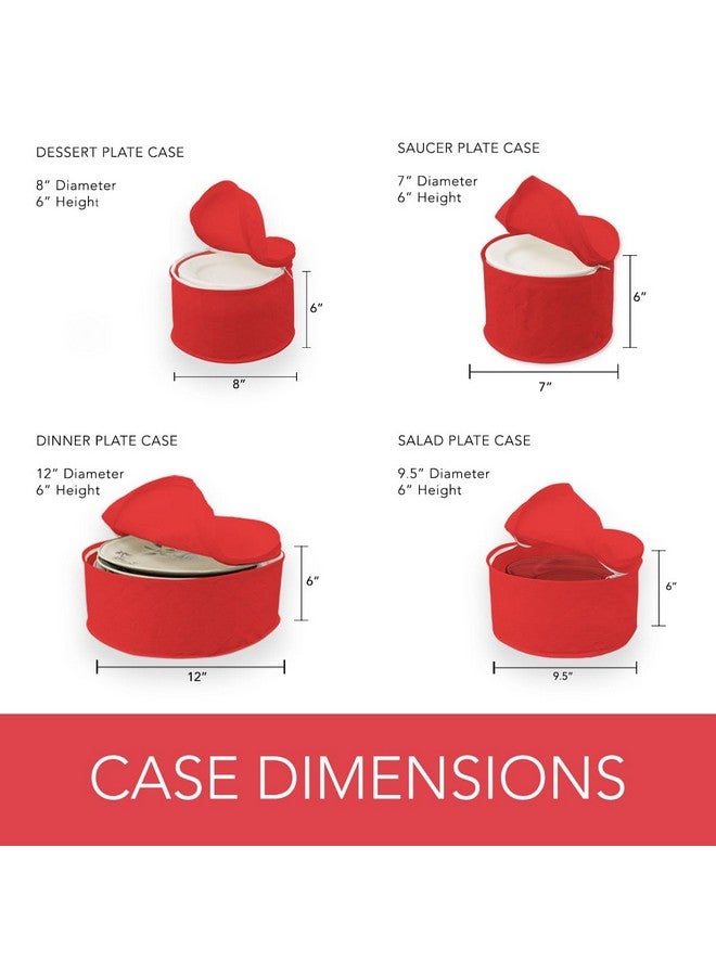 LAMINET 6 Piece Quilted Dinnerware Storage Starter Set - Includes 4 Plate Cases, 1 Cup Case & Platter Case - RED - Image 5