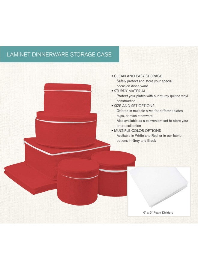 LAMINET 6 Piece Quilted Dinnerware Storage Starter Set - Includes 4 Plate Cases, 1 Cup Case & Platter Case - RED - Image 4