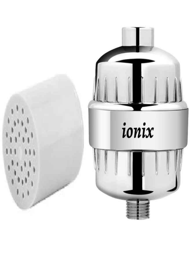 أيونيكس جهاز تنقية المياه IONIX | ضمان لمدة عام | جهاز تنقية المياه العسرة للحنفيات ورؤوس الدش، فلتر دش للحمام، فلتر مياه عسرة من 15 مرحلة مع سهولة التركيب الذاتي (كروم، طقم من قطعة واحدة) - Image 3
