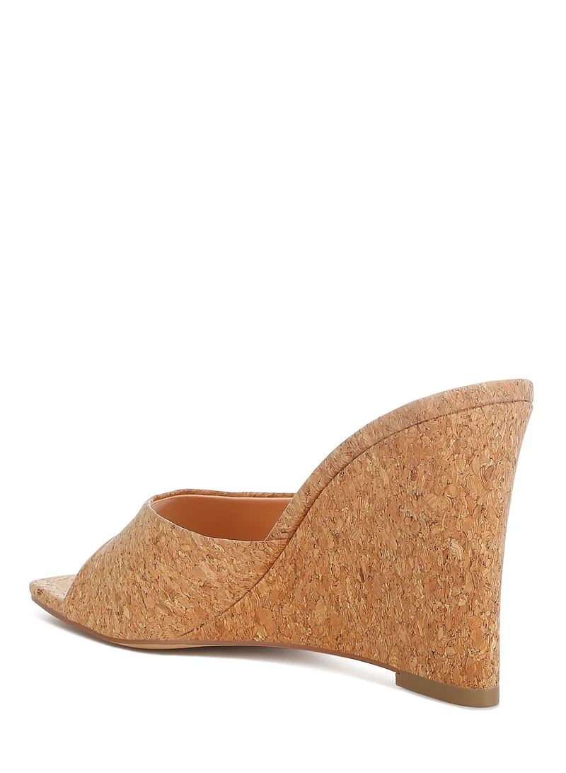London Rag Cork Wedge Sandals in Natural