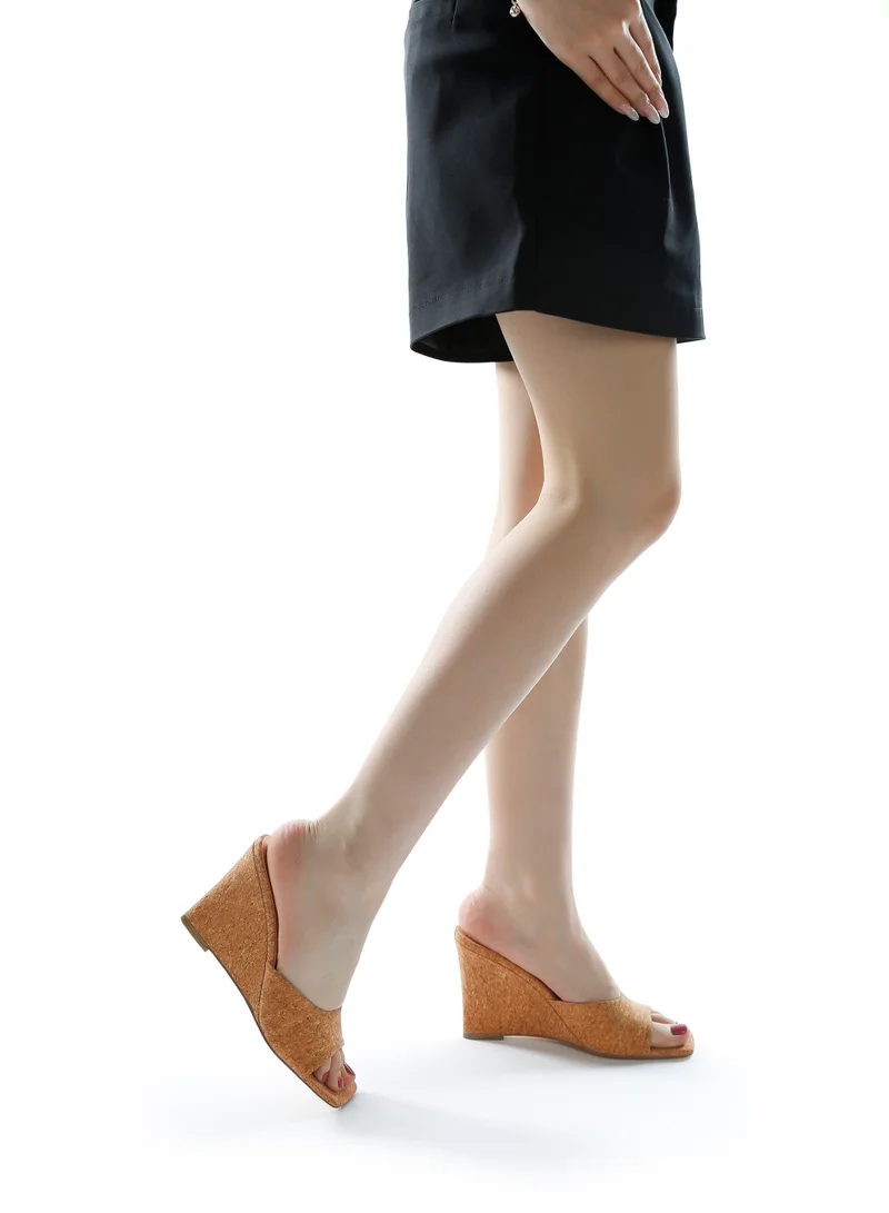 London Rag Cork Wedge Sandals in Natural