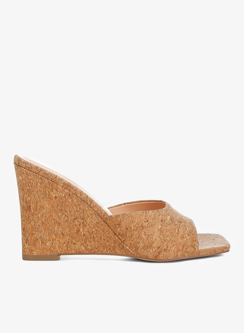 Cork Wedge Sandals in Natural