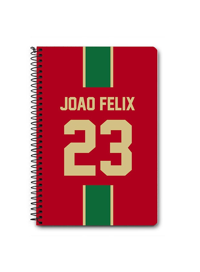 Stylizedd Designer A5 Spiral Notebook Memo Notepad Journal - Football Team - Portugal Player Name - Joao Felix - Image 1