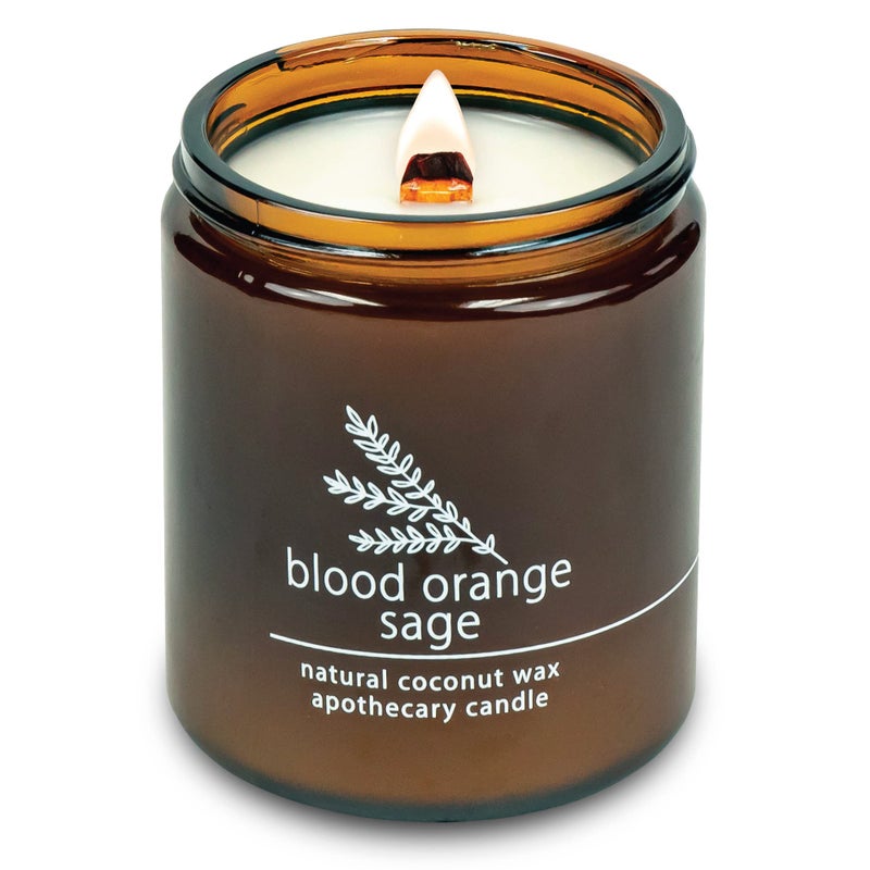 Hemlock Park Crackling Wood Wick Candle Handcrafted with Natural Coconut Wax Standard 8 oz Blood Orange Sage