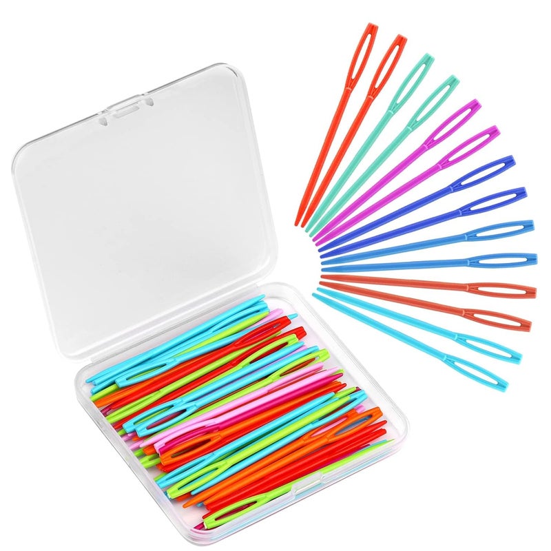 53 Arts Colorful Plastic Sewing Needles Set (20 Pcs) | Large Eye Blunt Needles for Kids & Adults | Safe Weaving, Lacing, Knitting, Crochet & DIY Craft Needles for Handmade Projects - Image 1