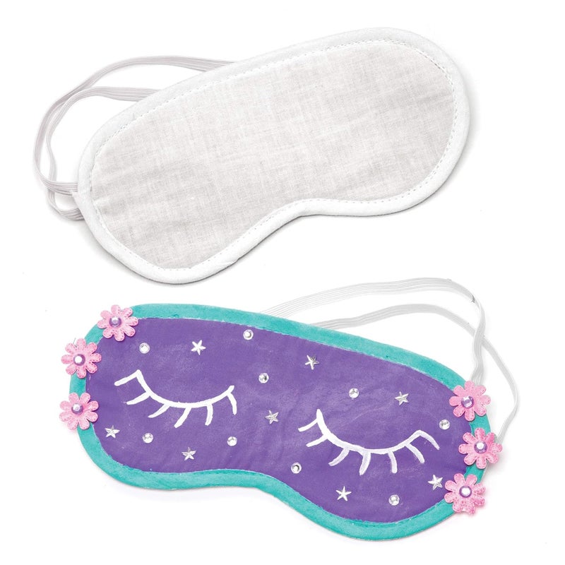 Baker Ross AW329 Fabric Eye Mask Pack of 3 Decorate Your Own Mask Kit Canvas Masks for Kids to Decorate and Wear to Partys or Dressing Up - Image 1