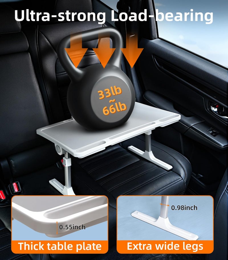 DICMKY Large Car Seat Tray Table, Foldable Travel Tray for Kids Car Seat, Height Adjustable Car Lap Desk for Laptop Computer Tablet, Rear Seat Food Eating Tray, Car Travel Essentials for Long Trips - Image 4