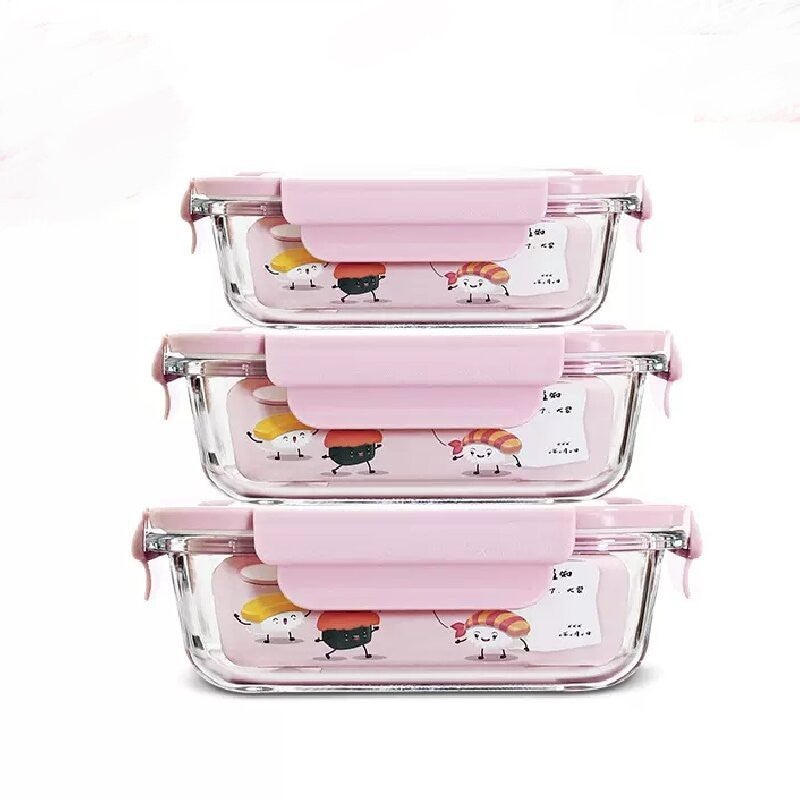 Glass Lunch Box with Lid, Microwave Safe, Large Capacity, Divided Compartments - Image 1