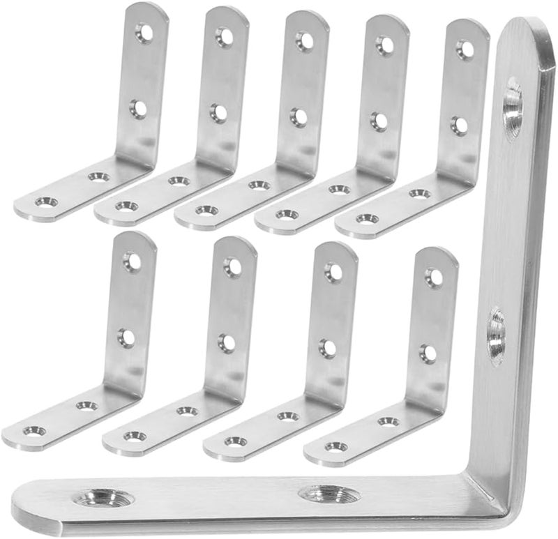 12Pcs Heavy Duty Stainless Steel Shelf Brackets Wood Shelf Support Furniture Corner Connectors DIY Kit - Image 2